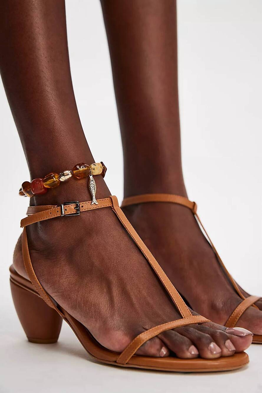 NEW FREE PEOPLE women's la la land strappy heel in tan